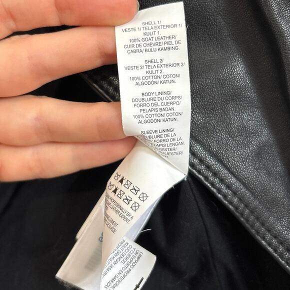 Lucky Brand Leather Moto Jacket Women’s M Goat Leather Cotton Blend Biker Style - Picture 9 of 10